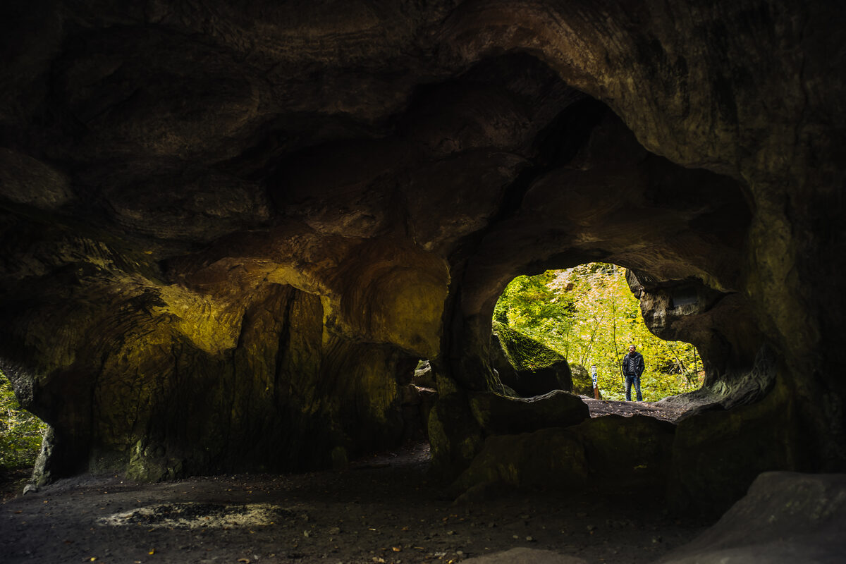 The inside of a cave, way too dark